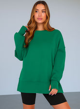 Oversized Round Neck Pullover - Green - VECTOR SPORTSWEAR